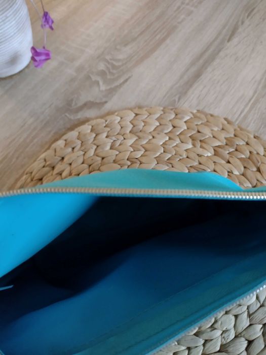 Kosmetyczka materiałowa z kieszonką, niebieska