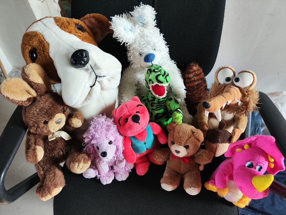 Іграшки м'які одним лотом собака зайчик білка ведмідь динозавр мягкие