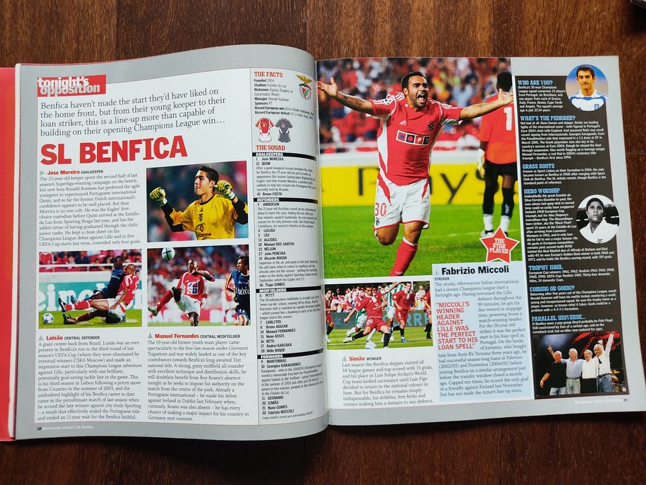 Programa de jogo Manchester United Benfica 2005/06 Champions league