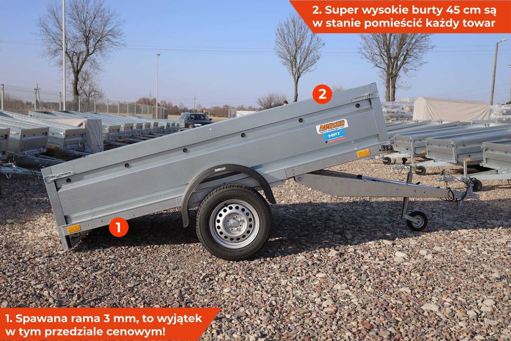 ULTRA mocna przyczepa samochodowa spawana Neptun 236 x 126 kiper 750kg