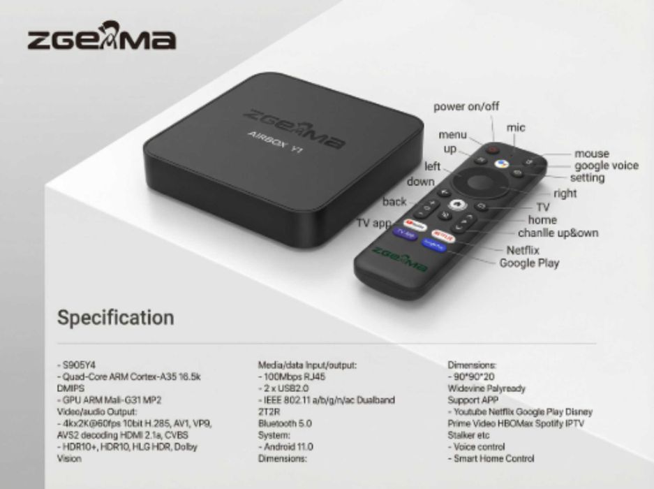 ZGEMMA AIRBOX Y1 — Android TV Box 4K