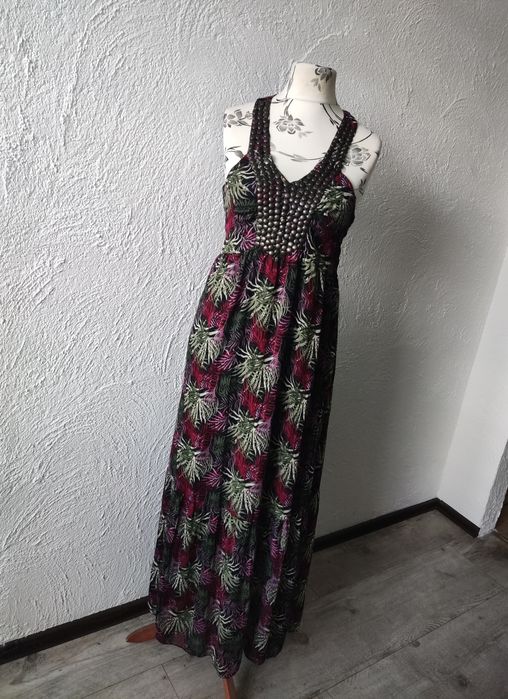 Długa sukienka boho 42 XL dla wysokiej  nowa