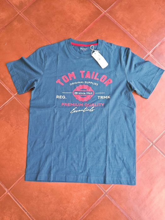 T-shirt Tom Tailor, nova, 100% algodão, azul, tamanho L