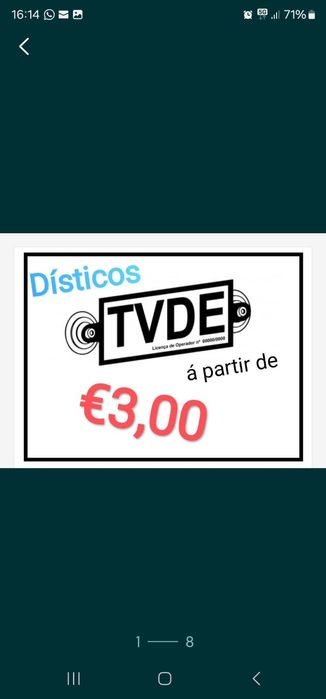 Dísticos TVDE Kit completo 12€