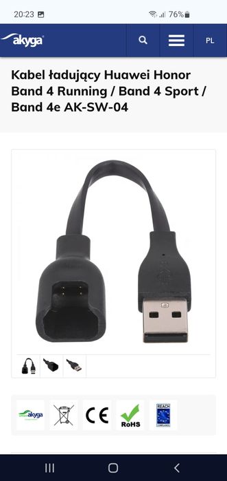 Adapter Akyga® AK-SW-04 służy do ładowania smartbandów Huawei .
