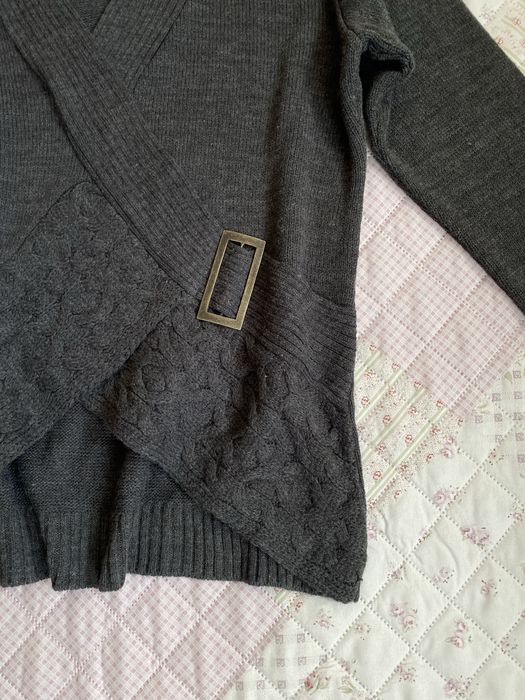 Szary luźny sweterek z klamrą XL 42 bodyflirt basic