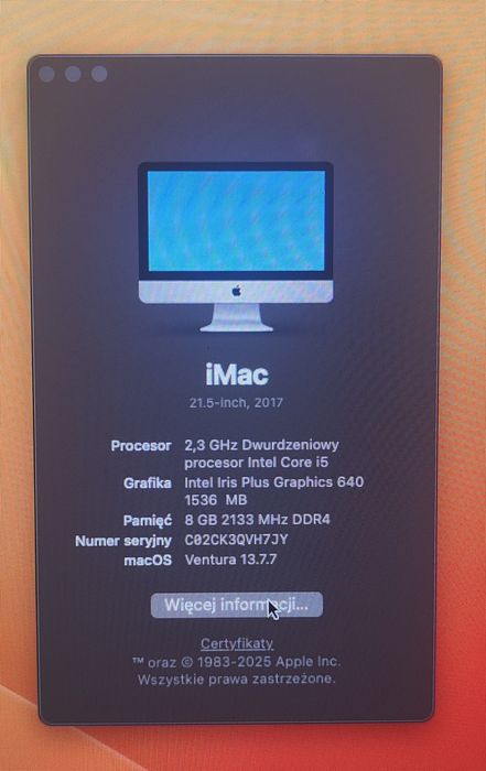 Sprzedam iMac 21,5- inch 2017