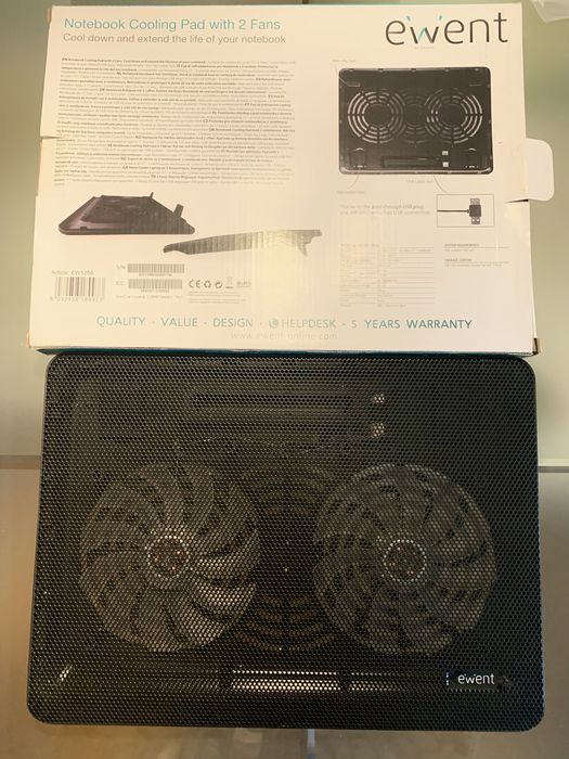 Base Notebook Cooling Pad Ewent até 17” com duas ventoinhas c/o Nova