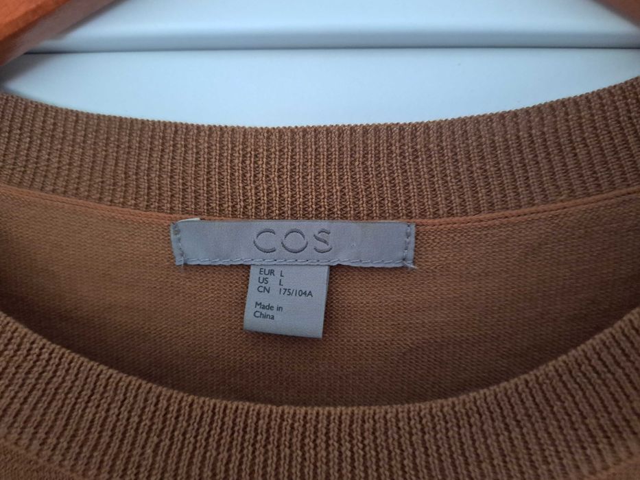 Sweter brązowo szary COS L merino