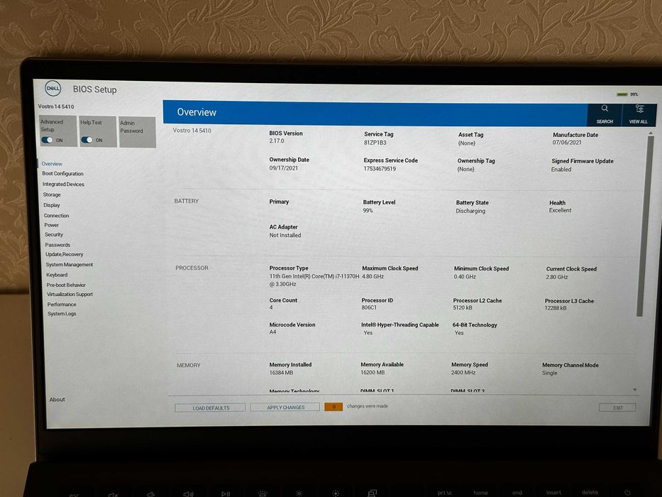 Ноутбук DELL VOSTRO 14 5410 i7-11370H SSD 512GB RAM 16GB NVIDIA MX450