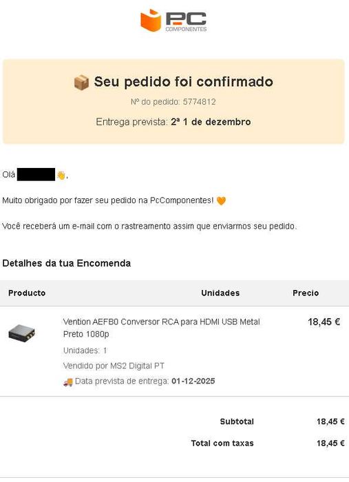 Conversor RCA para HDMI - Vention - 1080p