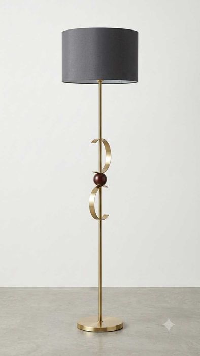 Candeeiro de Pé Moderno / Mid-Century em Dourado e Cinzento