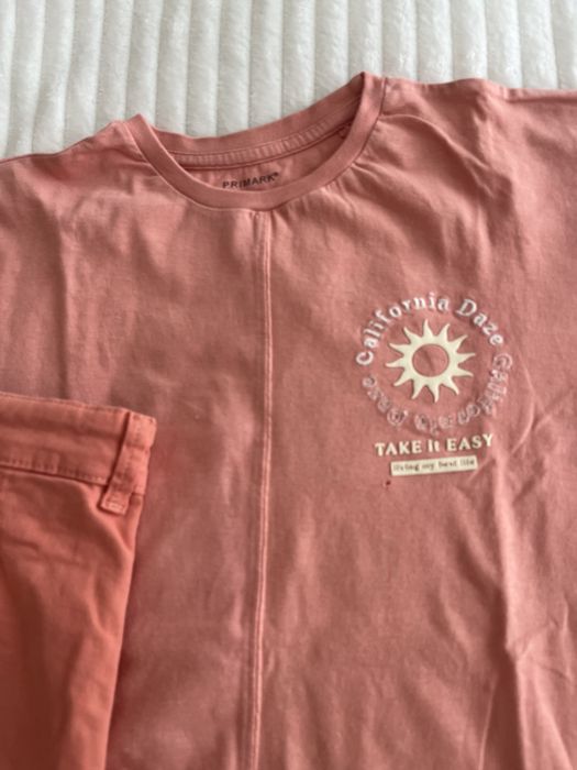 Conjunto Calção + t-shirt, coral, com oferta
