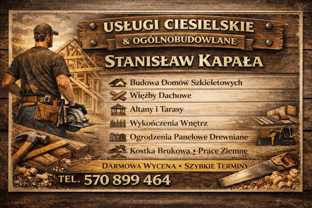 Usługi ciesielskie i ogólnobudowlane – Budowa domów szkieletowych, wykończenia