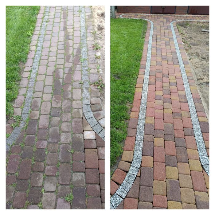 Mycie kostki brukowej i płotów betonowych