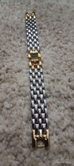 Bracelete Relógio Em Metal De Dois Tons Design Clássico