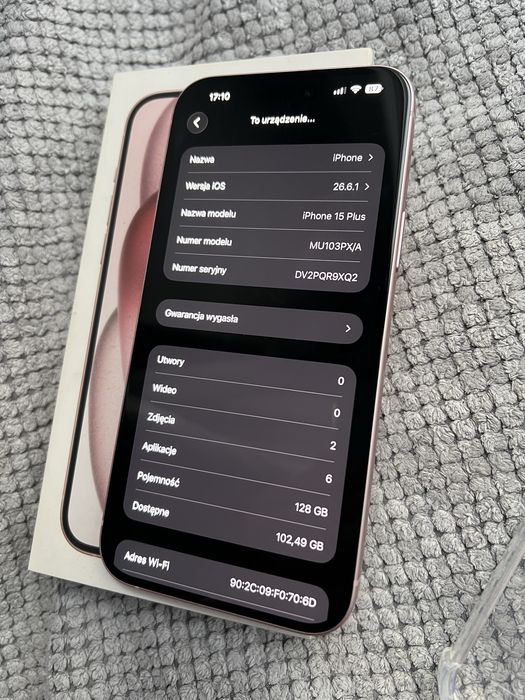 Iphone 15 plus 86% baterii