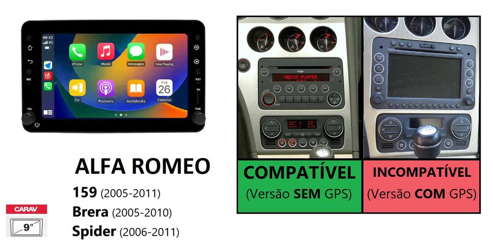 Rádio 2DIN [4+32GB] • ALFA ROMEO • 159 / Brera / Spider • Android