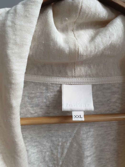 Lniana narzutka kardigan kremowy masełkowy sweter 100% len InWear 44