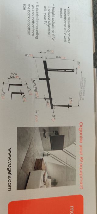 Vogel's SOUND 3550, regulowany uchwyt do soundbara, oryginalny kartonik pół ceny Gdańsk