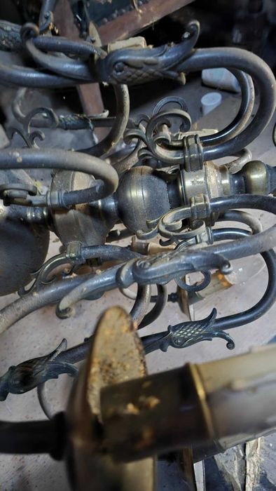 Wiszaca mosiezna lampa - lampa antyk staroć