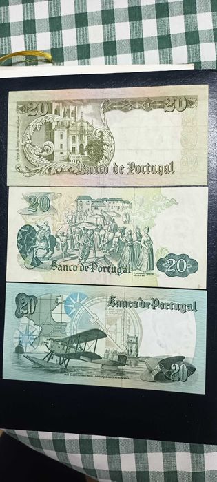 3 Notas de 20 Escudos República de Portugal