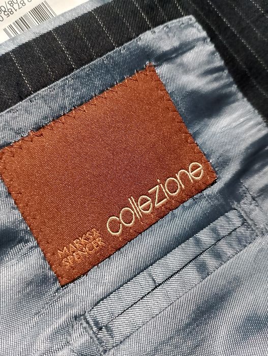 Nowa Wełniana Granatowa Marynarka Marks & Spencer Collezione