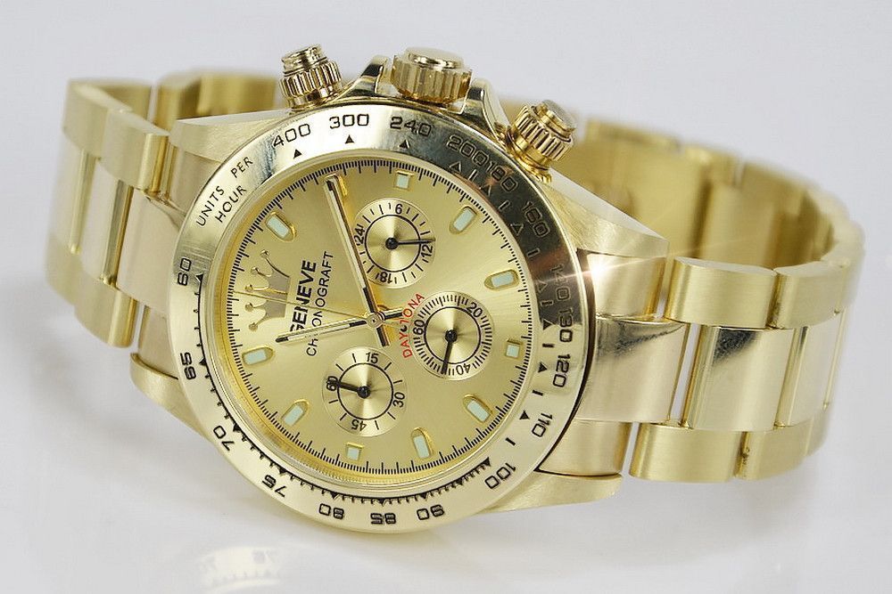 Złoty zegarek z bransoletą męski 14k Geneve mw014ydg&mbw017y Wrocław