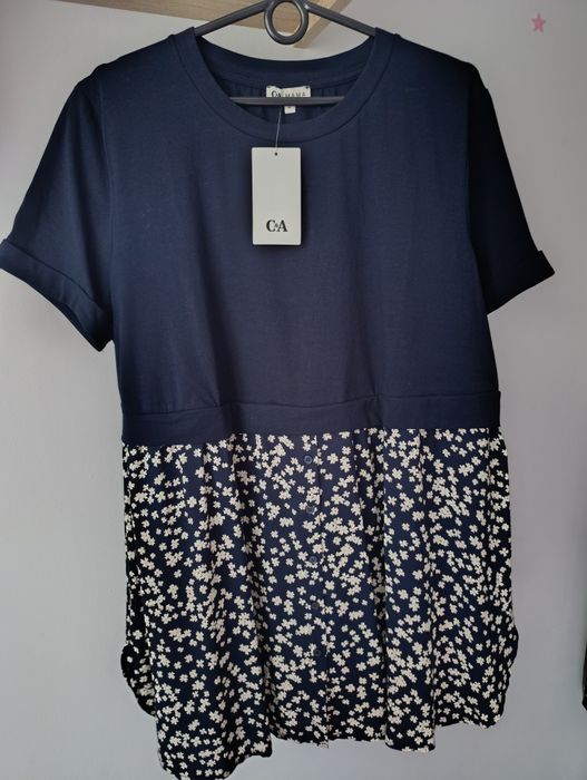 C&A rozmiar XL 42 granatowa bluzka ciążowa dla mamy kwiaty