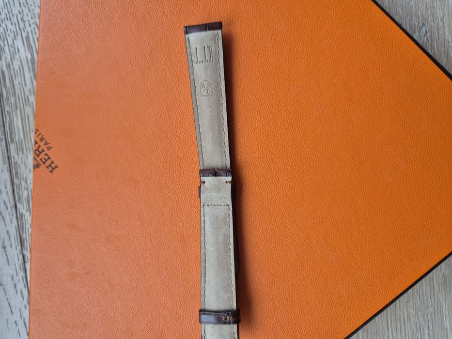 Luksusowy pasek z krokodyla marki Dunhill,brązowy
