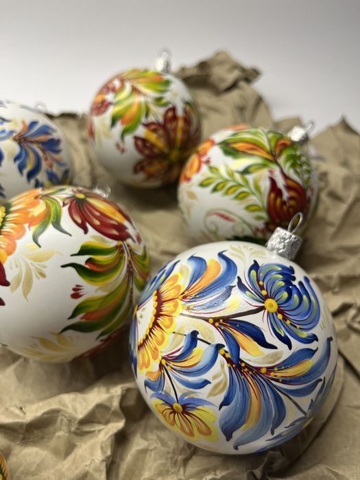 Іграшки новорічні петриківський розпис