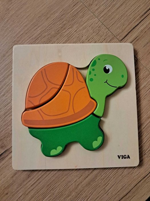 Układanka drewniana żółwik