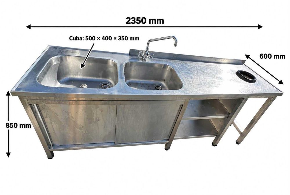 BANCADA C/2 CUBAS - INOX – 499 €
