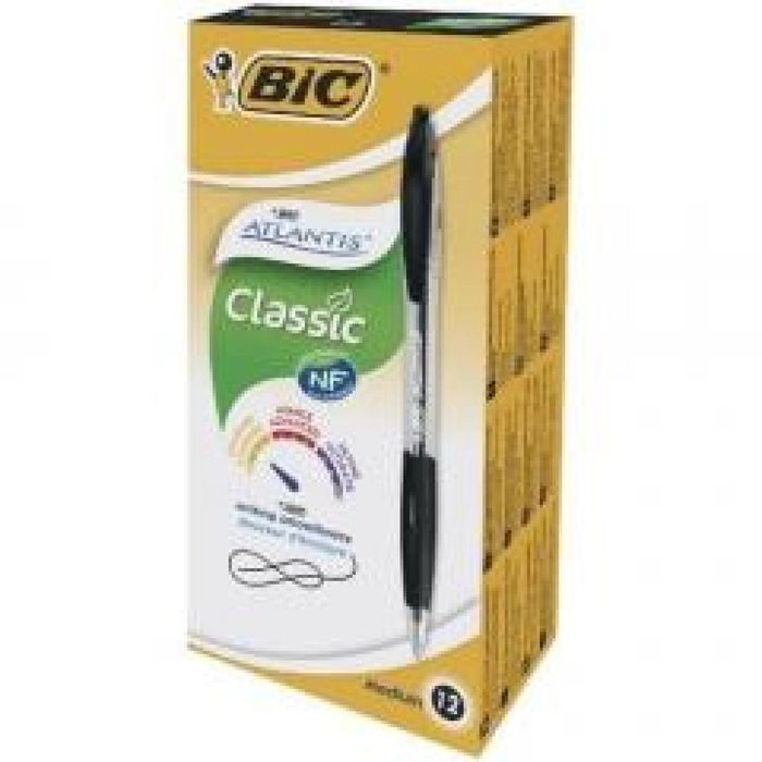 Długopis Atlantis Classic czarny (12szt) BIC BIC pudełko,150x75 mm