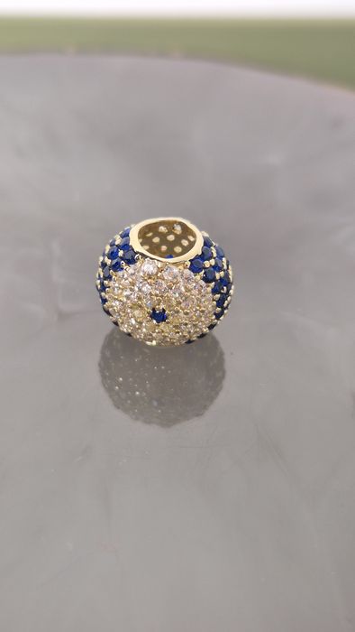 Zloty charms oko proroka  niebiesko-biały z cyrkoniami