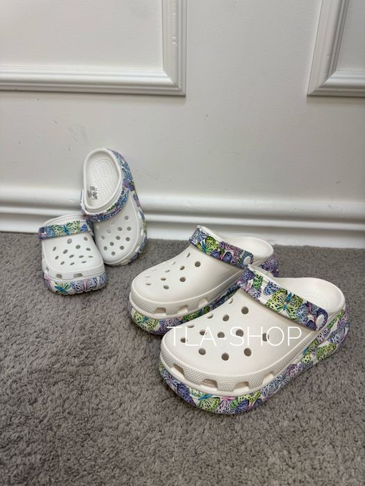 Жіночі крокси сабо на платформі crocs classic crush butterfly