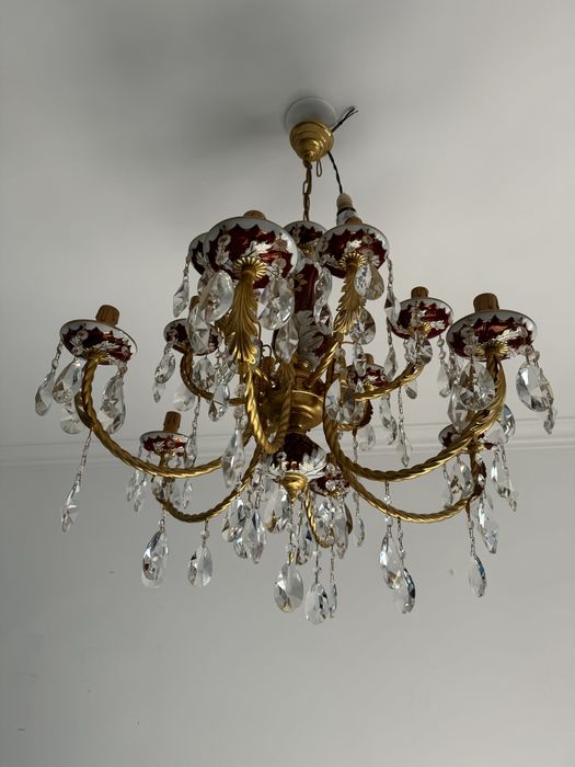 Candeeiro de cristal e banhado a ouro