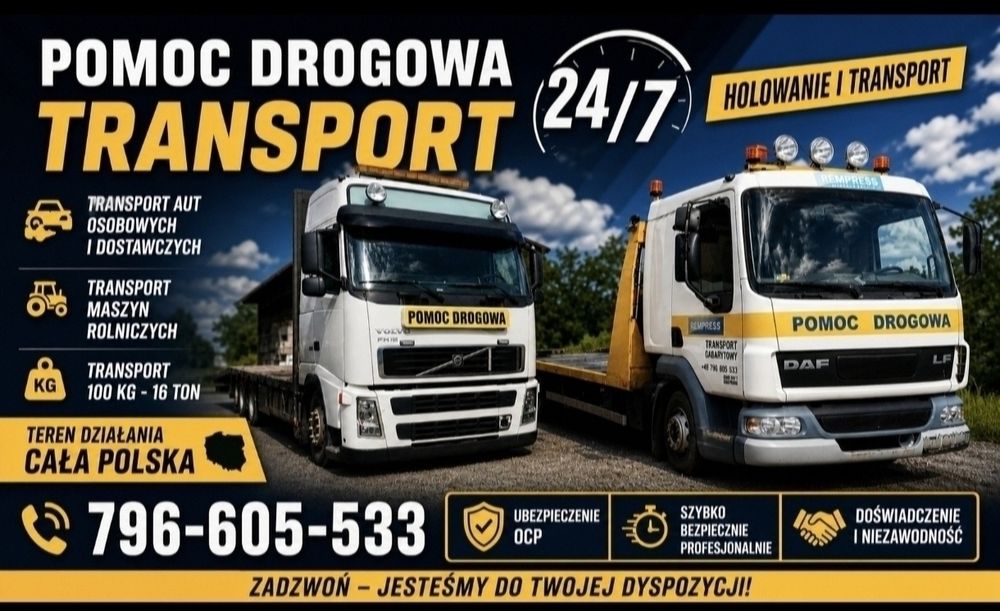 Laweta Pomoc Drogowa, Transport Rolniczych i Budowlanych TIR Gabaryty