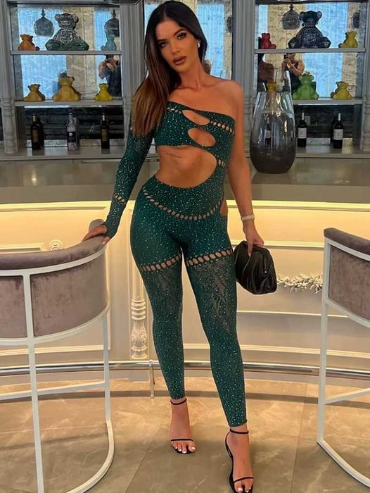 Комбінезон бодістокінг жіночий для фотосесії, танців зі стразами
