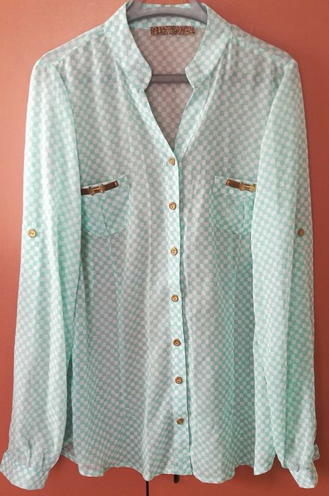 Koszula miętowa kratka