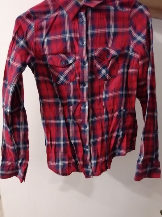 Koszula dziewczęca, długi rękaw w kratę, h&m rozm. 152/158 lub xxs/32