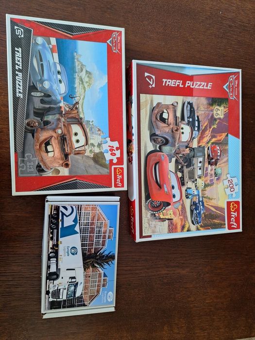 Zestaw 3x puzzle min Cars Auta Złomek Zygzak McQueen