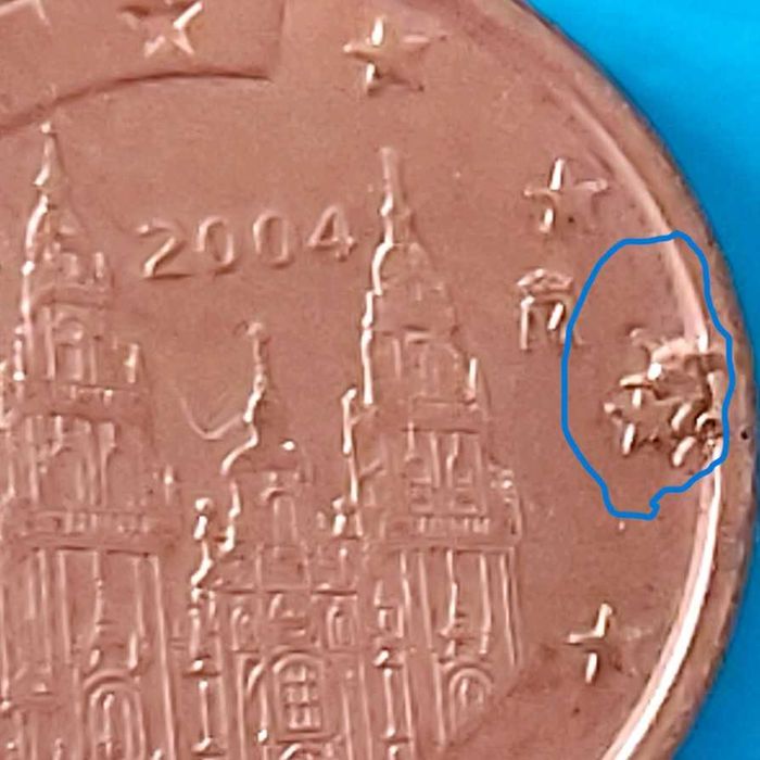 5 Cêntimos  de 2004  de Espanha  com DEFEITO na cunhagem