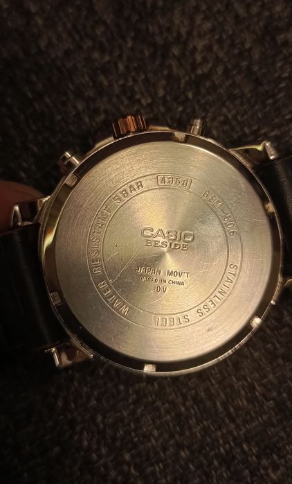 Zegarek Casio Beside BEM-506, Chronograf, Retrograde, Rose Gold