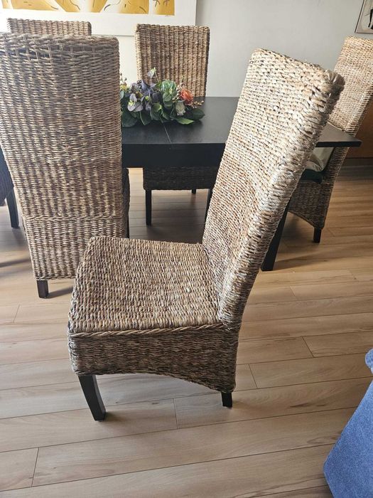 Conjunto de 6 Cadeiras de Sala de Jantar em Fibra Natural – Usadas
