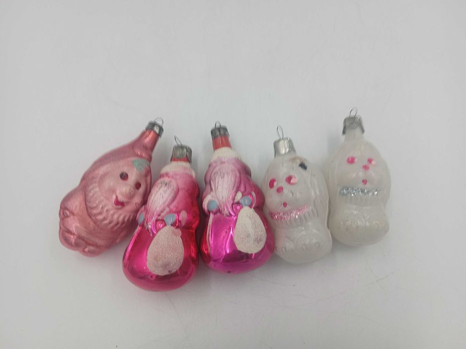 Stara bombka z PRL piesek Mikołaj krasnal bombki na choinkę kształtki