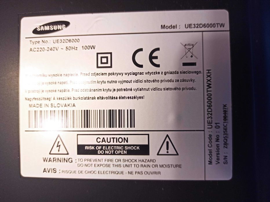Samsung UE32D6000 na części - uszkodzona płyta główna