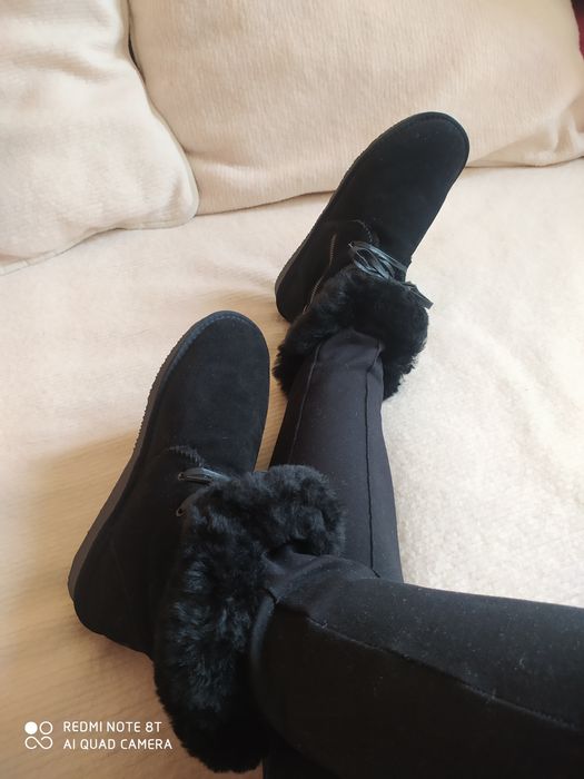 42 /43  27-27,5 cm stopa GOOCE emu wełna skóra naturalna czarne