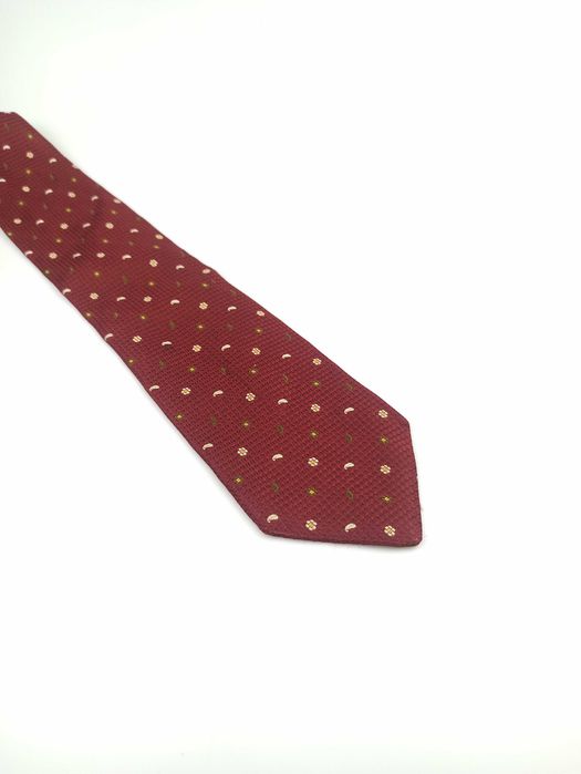 Ted Lapidus czerwony jedwabny krawat paisley bib121
