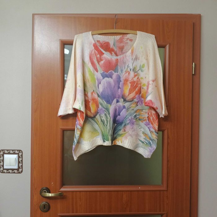 Sweter ażurowy krótki rękaw